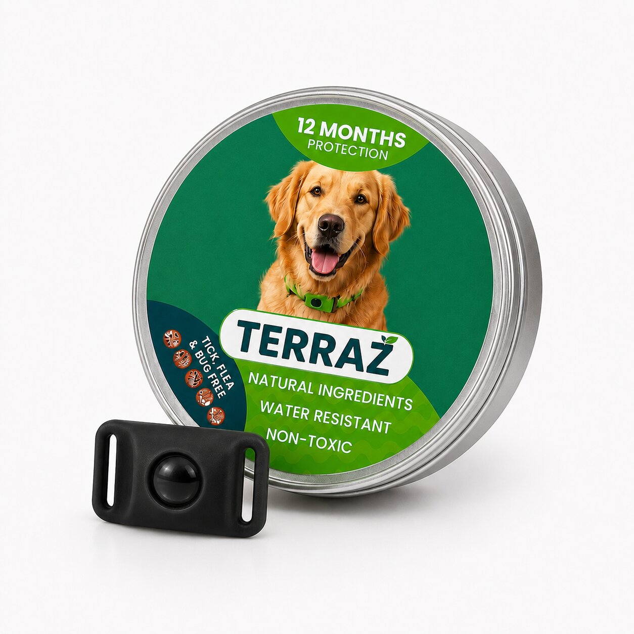 Black dog flea tag