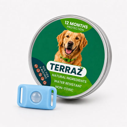 Blue dog flea tag
