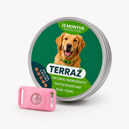 Pink dog flea tag