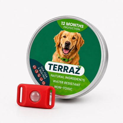Red dog flea tag